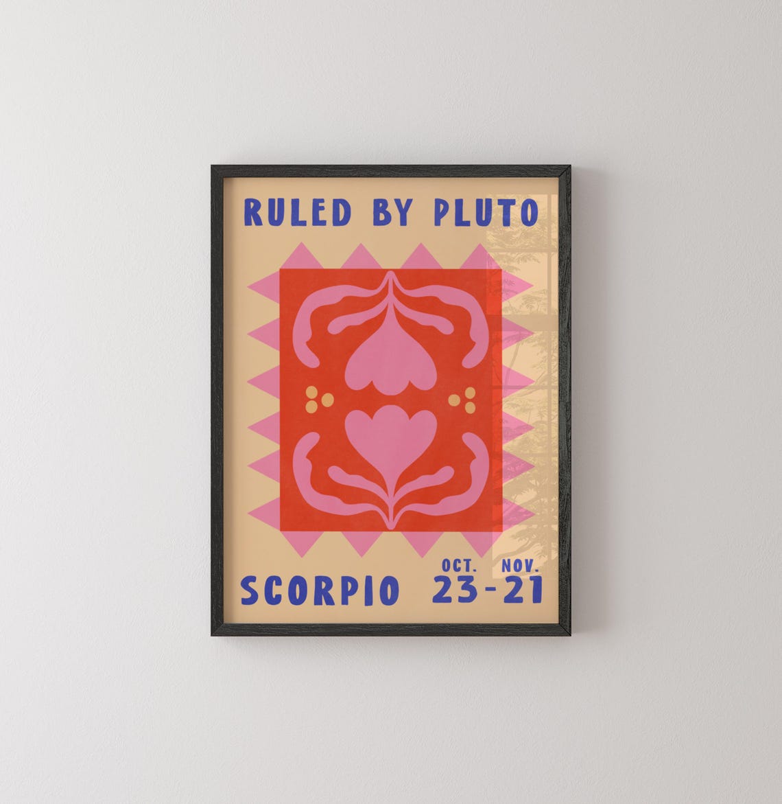 Scorpio Zodiac Flower Poster Ruled By Pluto Retro Astrology Print - Image 2