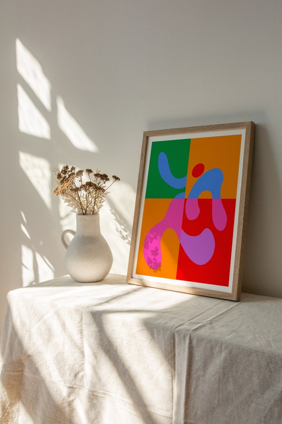 Colorful Scandinavian Abstract Figure Art Wall Art Gustaf Westman Vivid Geometric Mid Century Design Poster