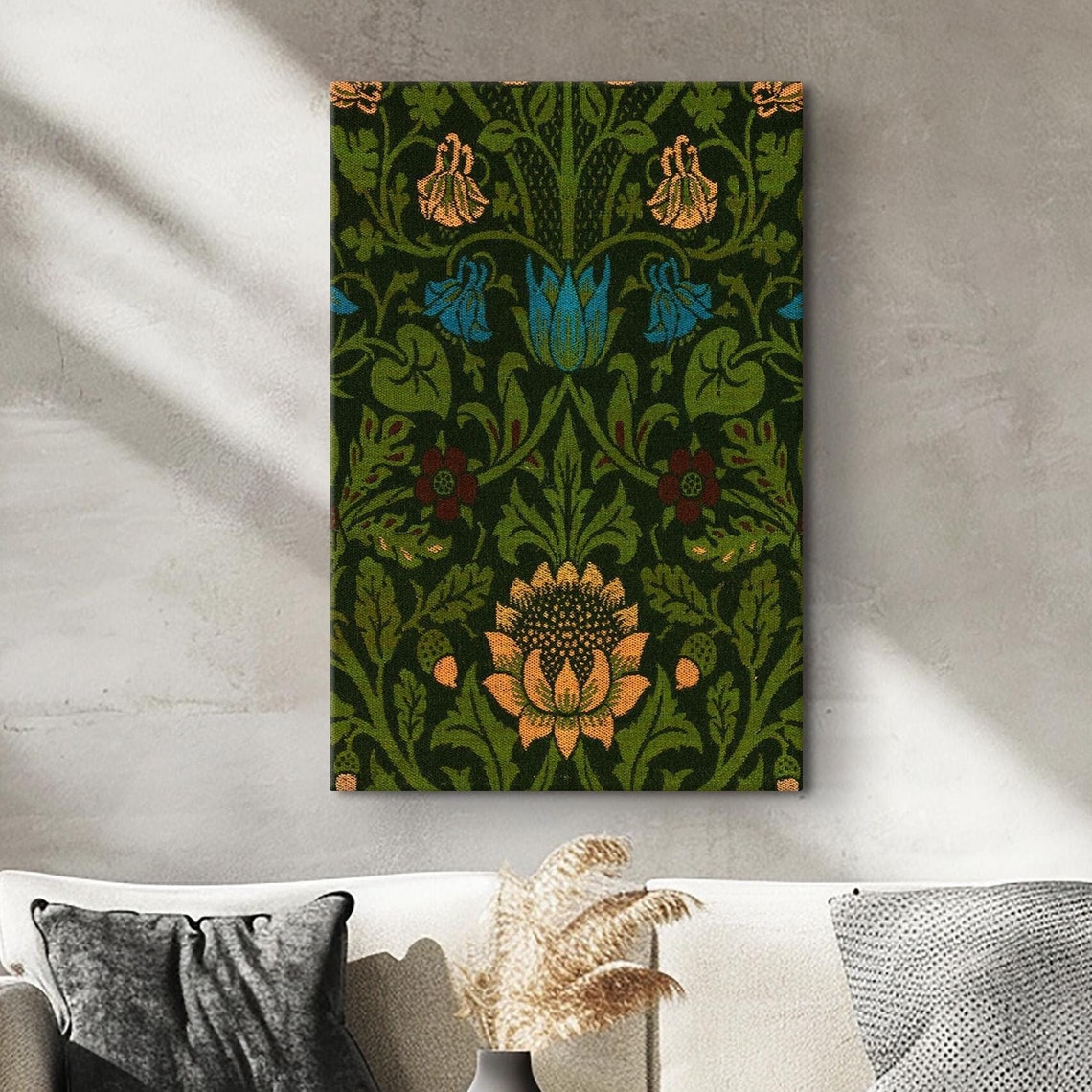 William Morris Columbine Botanical Textile Pattern Green Poster