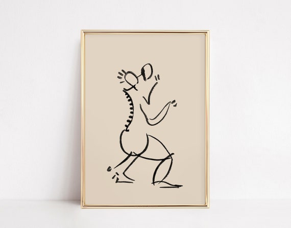 Abstract Dance Illustration Dancing Couple Print Figure Sketch Drawing Vintage Wall Art Brush Stroke Ink Retro Poster