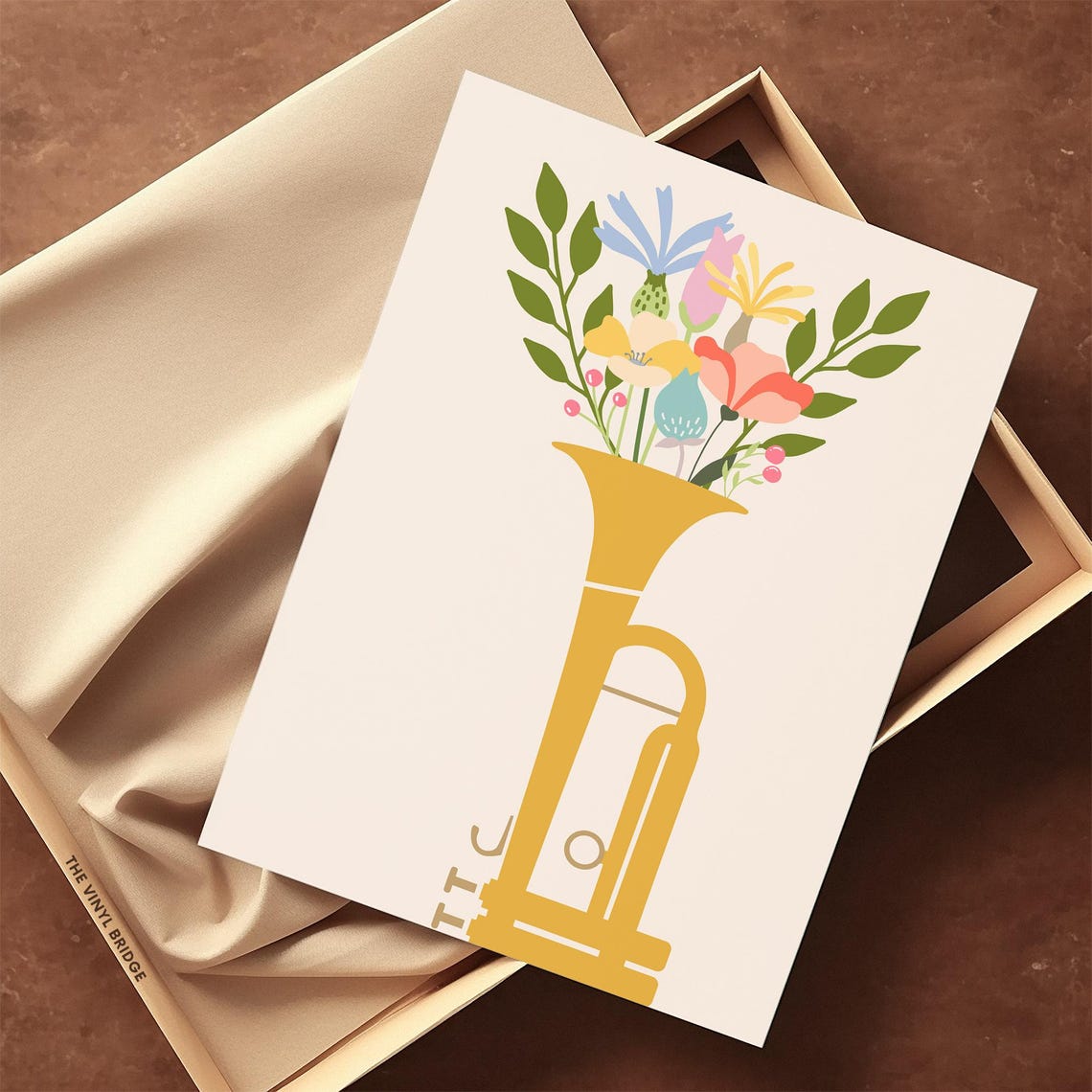 Floral Trumpet Boho Botanical Music Illustration Art Wall Poster - Image 3