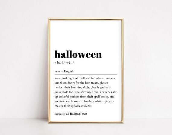 Halloween Dictionary Definition Spooky Quote Typography Wall Poster