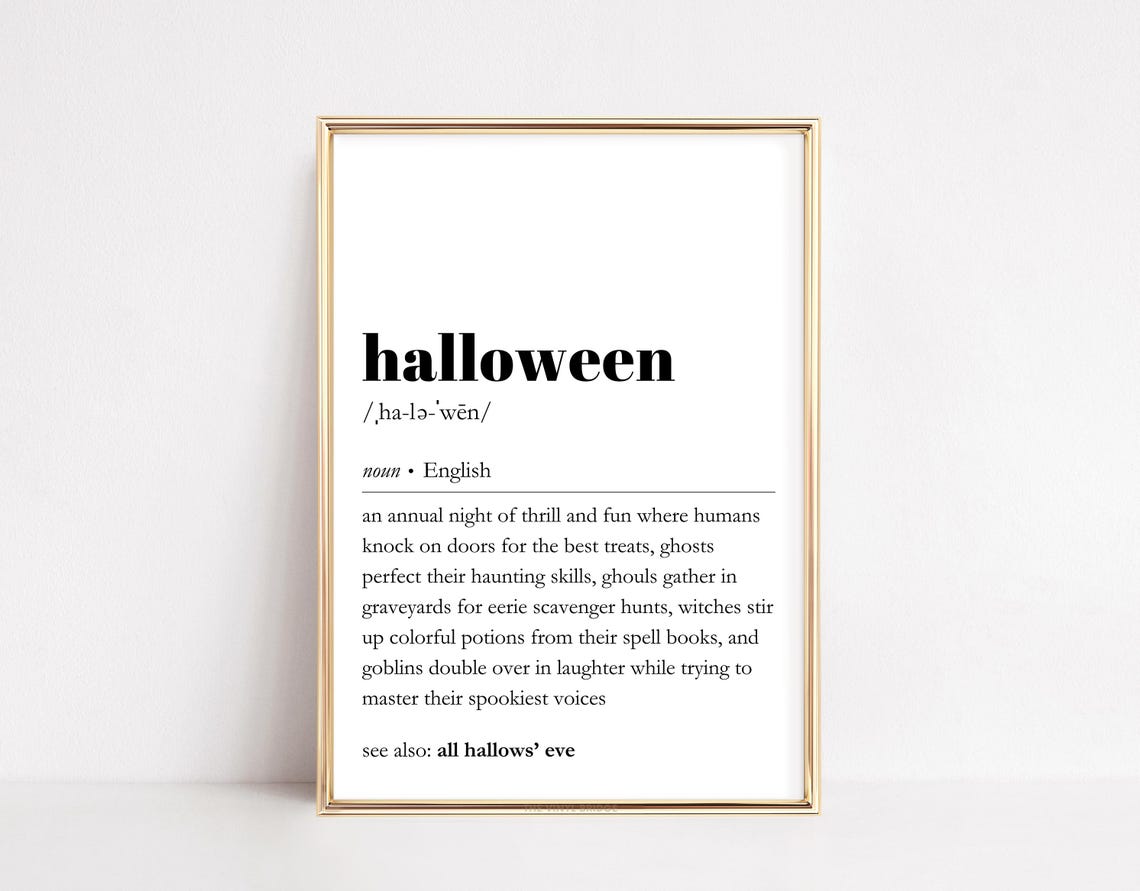 Halloween Dictionary Definition Spooky Quote Typography Wall Poster