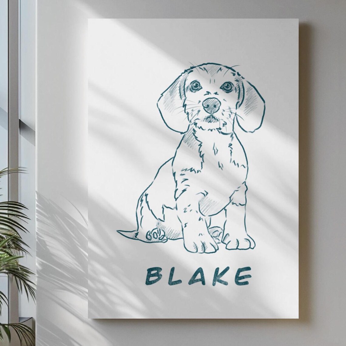 Custom Hand Drawn Pet Portrait, Personalized