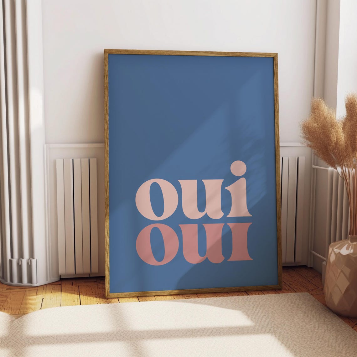 Oui Oui Pink and Blush French Typography Navy Cloakroom Poster - Image 3