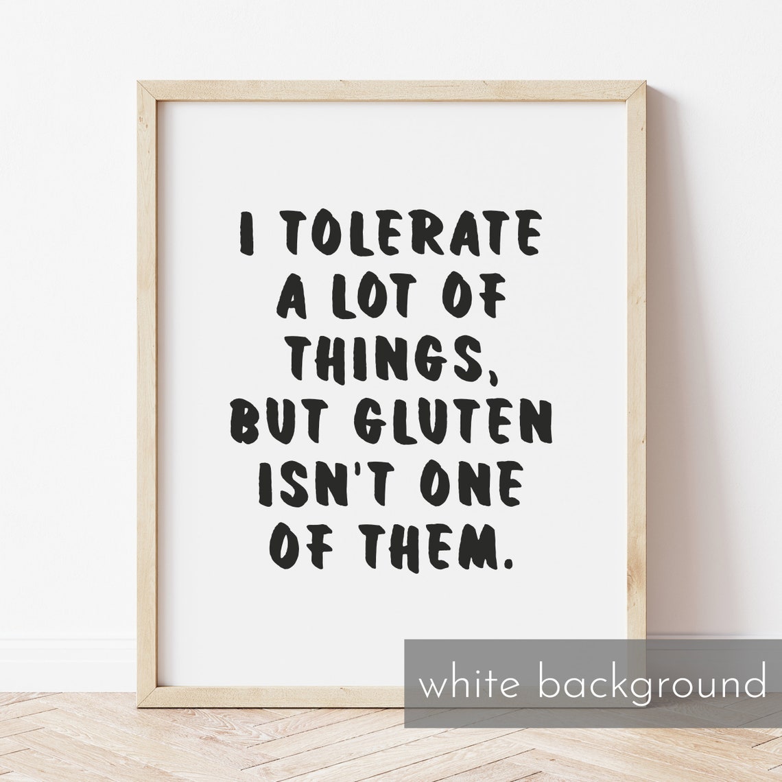 Funny Gluten Free Quote Bold Black Typography Kitchen Poster - Image 2