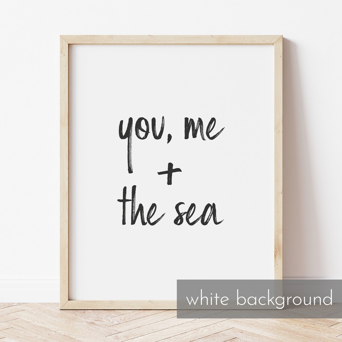 You Me and the Sea Handwritten Beach Quote Typography Poster - Image 3
