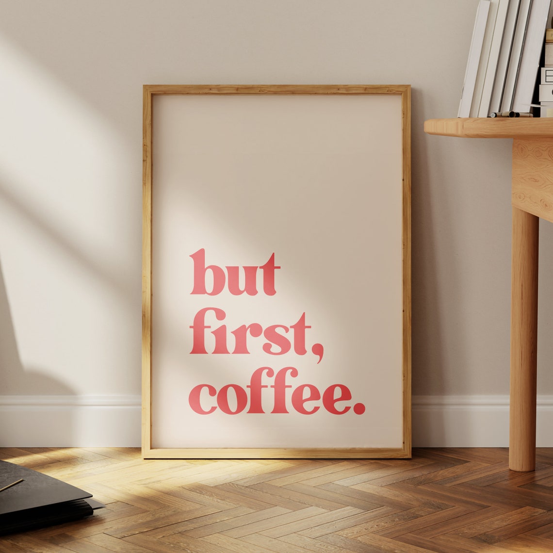 But First Coffee Bold Red Retro Typography Kitchen Quote Poster