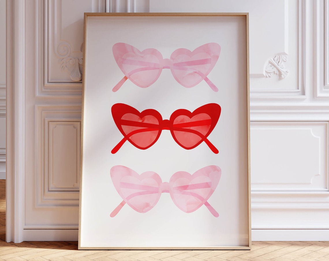 Heart Sunglasses Trendy Girls Room Aesthetic Poster