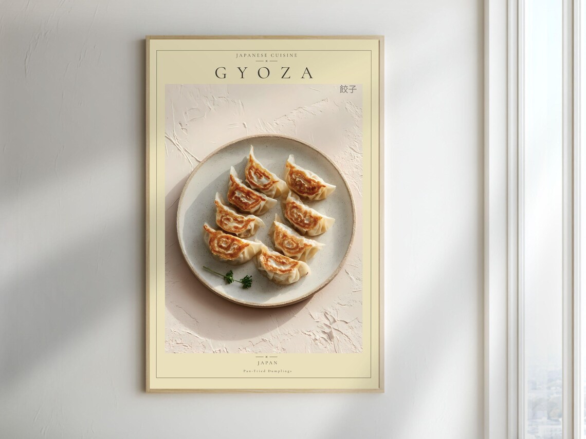 Gyoza Pan Fried Japanese Dumplings Minimal Kitchen Food Poster