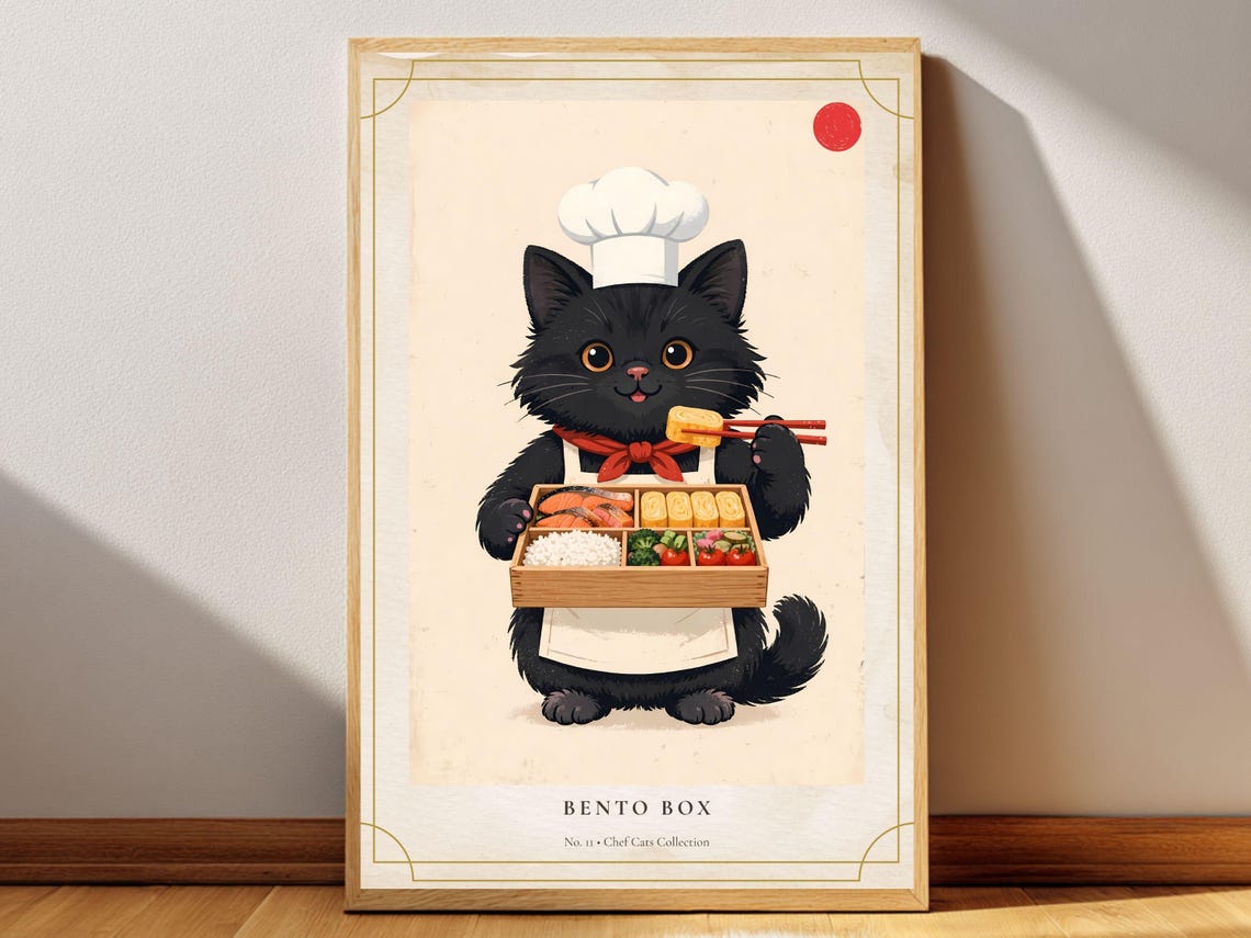 Bento Cat Poster Printable Wall Art Digital Download