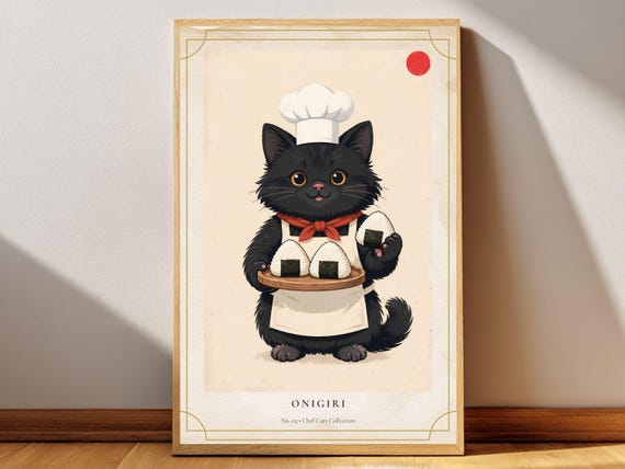 Onigiri Cat Poster Printable Wall Art Digital Download
