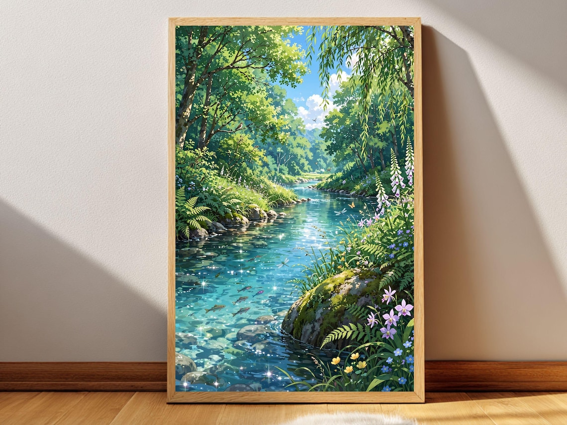 Crystal Brook Anime Landscape Poster
