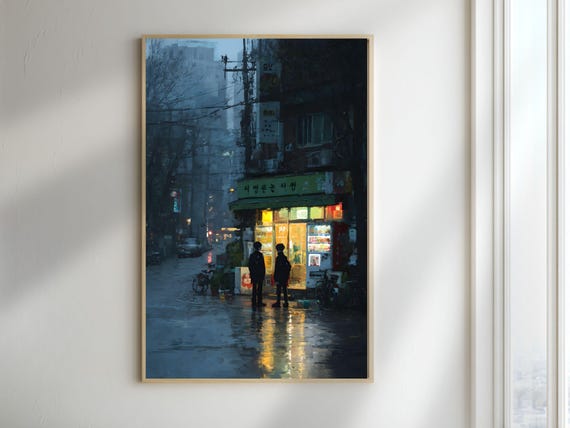 Korean Convenience Store Print Seoul Night Kdrama Inspired Art Digital Download