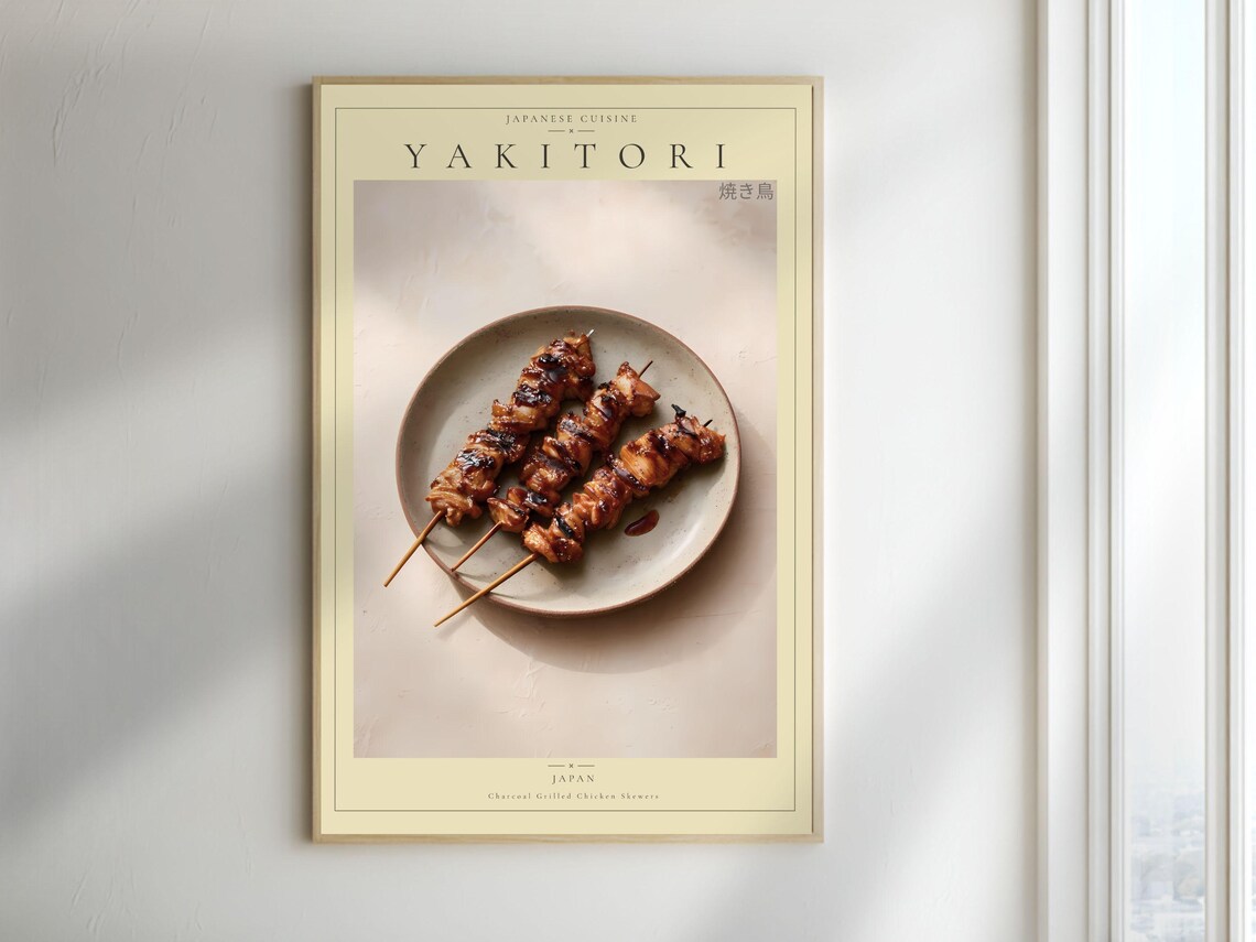 Yakitori Japanese Charcoal Grilled Chicken Skewers Japan Poster