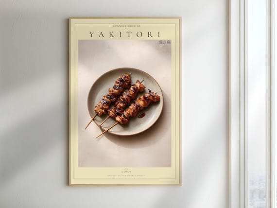 Yakitori Poster Japanese Cuisine Print Kitchen Wall Art Digital Download