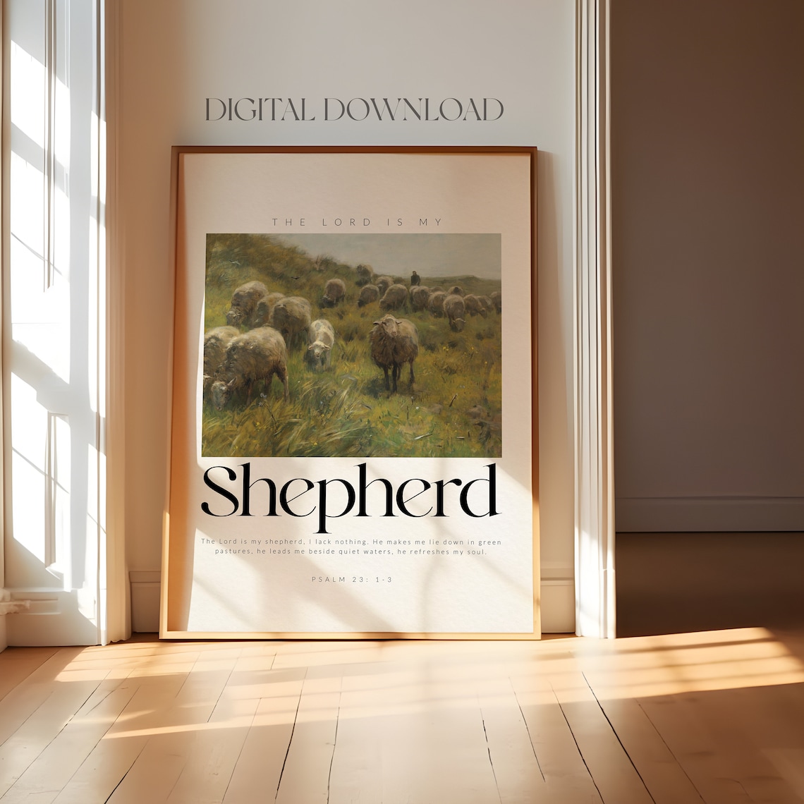 Psalm 23 The Lord Is My Shepherd Vintage Sheep Painting Christian Poster - Image 4