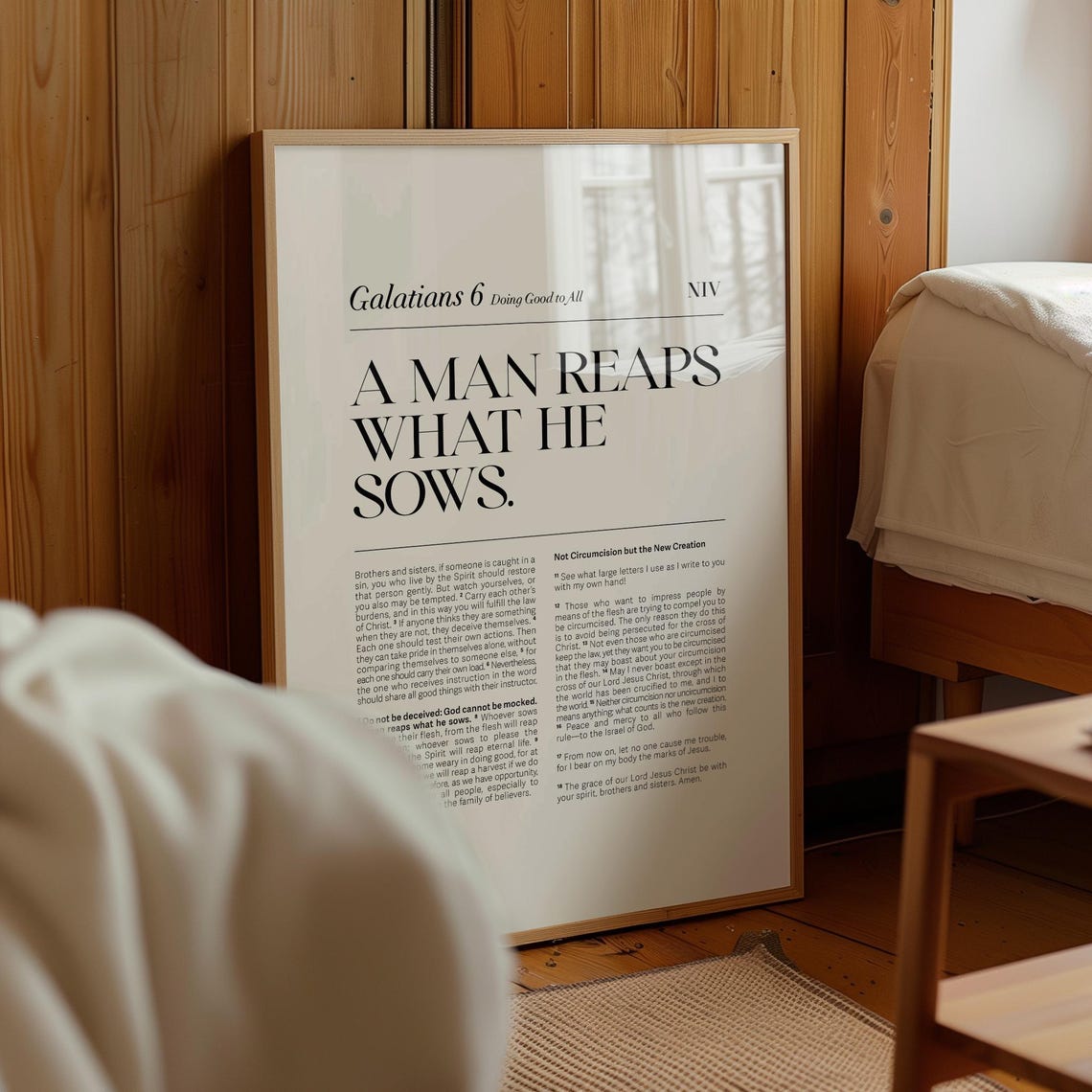 Galatians 6 A Man Reaps What He Sows Let Us Not Become Weary In Doing Good Bible Verse Wall Art Scripture Print Christian Gift - Image 2