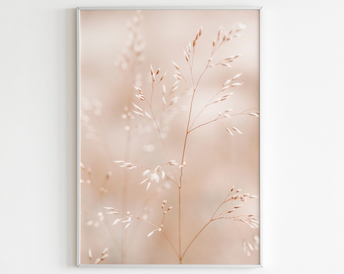 Dried Grass Beige Minimalist Botanical Neutral Tone Photo Poster
