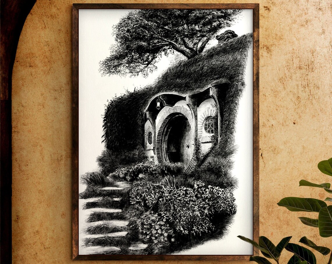 Bag End Drawing, The Hobbit and Lord of the Rings Art Print