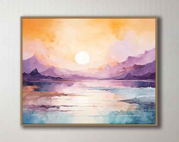 Abstract Landscape Art Print Living Room Decor Bedroom Art Home Decor Purple Blue Orange Poster Over The Bed Art Unframed Art Print