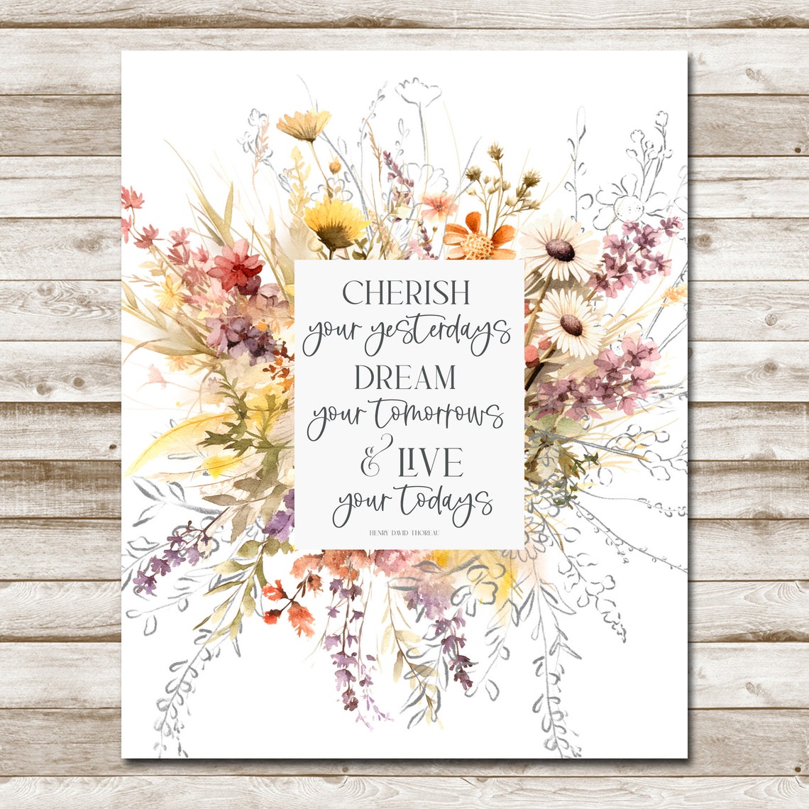 Cherish Your Yesterdays Henry David Thoreau Wildflower Quote Poster - Image 10