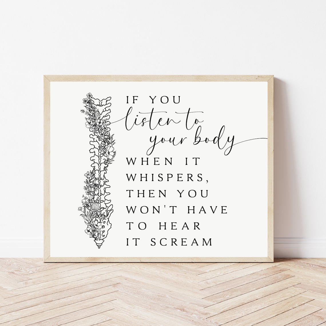 Listen to Your Body When It Whispers Chiropractic Spine Quote Poster