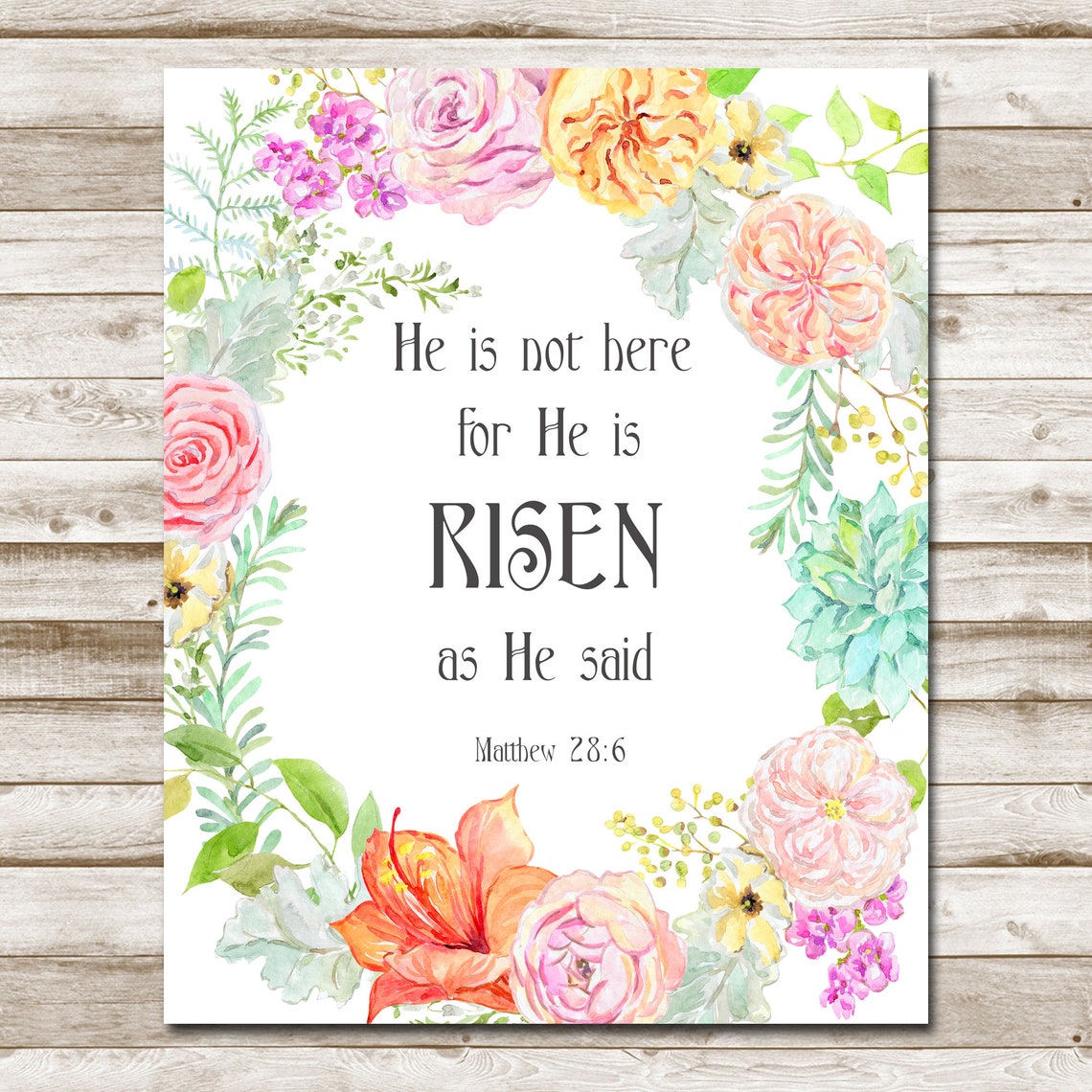 He Is Not Here For He Is Risen Floral Scripture Easter Poster - Image 3