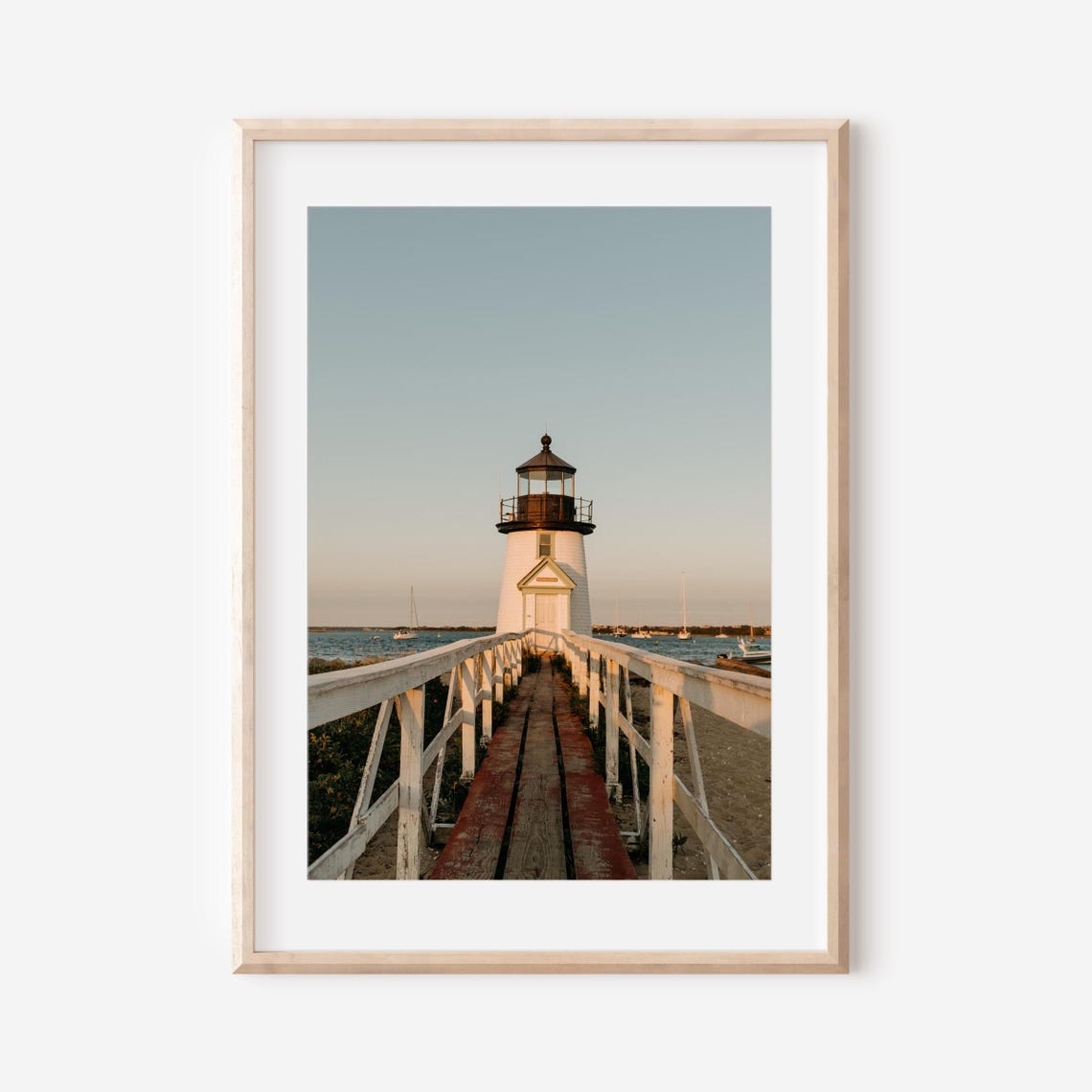 Brant Point Lighthouse Glowing at the Sunset Harbor Jetty Poster