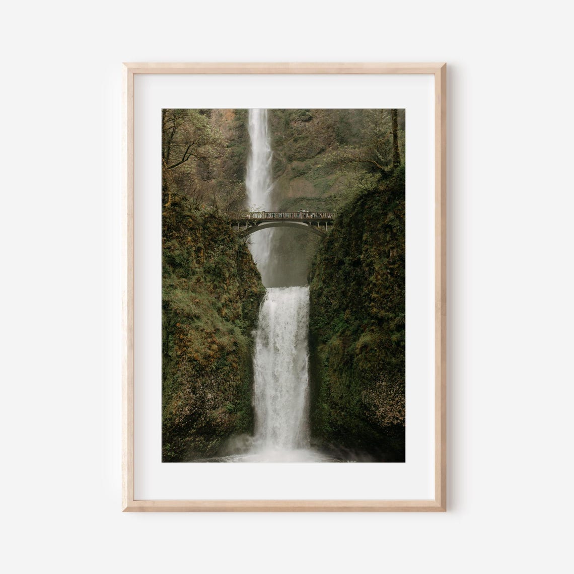 Multnomah Falls Pouring Down Beneath the Benson Bridge Poster
