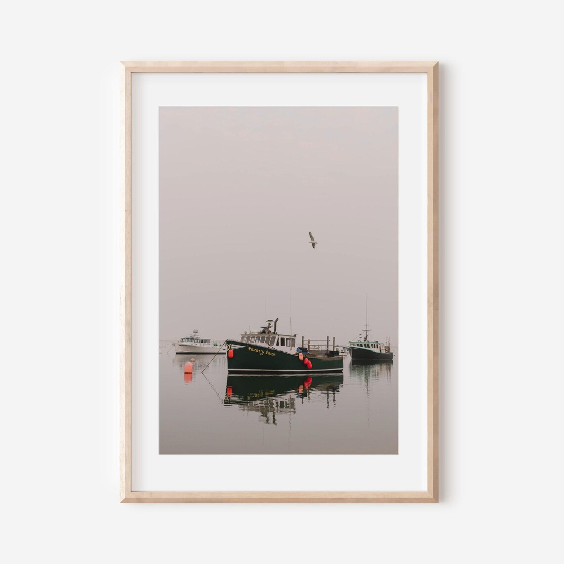 Fishing Boat Terry's Pride Anchored in Foggy Chatham Harbor Poster