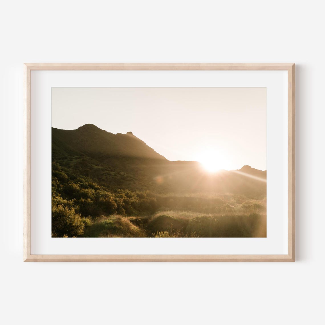 Warm Morning Sunlight Streaming Over Mountain Hills at Sunrise Poster