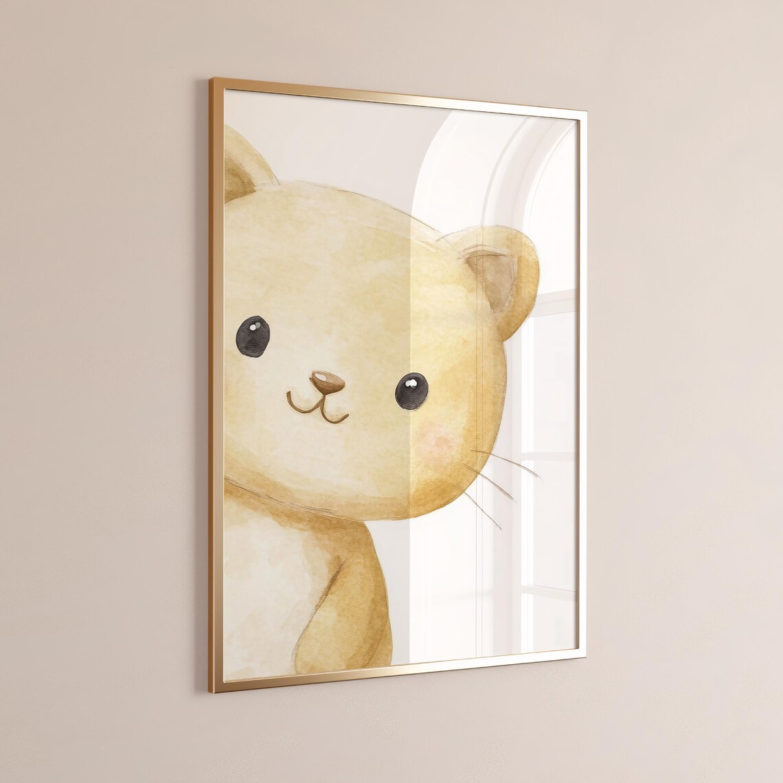 Sweet Cream Kitten Watercolor with Big Eyes Nursery Art Poster - Image 4