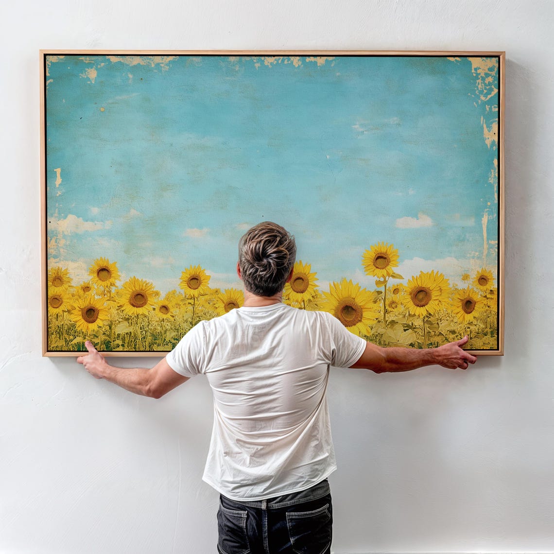 Sunflower Field Under a Turquoise Sky Farmhouse Style Poster - Image 5