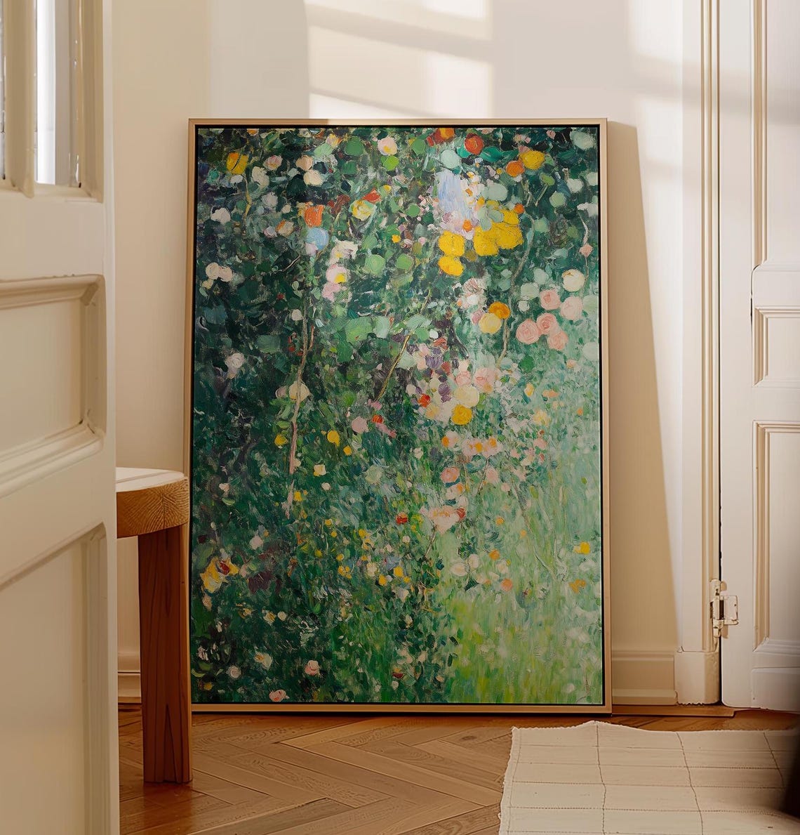 Climbing Roses on a Stone Garden Wall Impressionist Floral Poster - Image 5