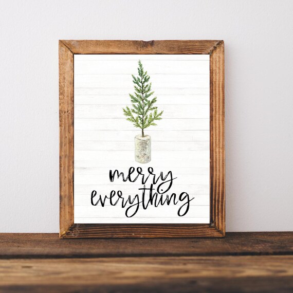 Merry Everything Rustic Christmas Tree Farmhouse Holiday Poster