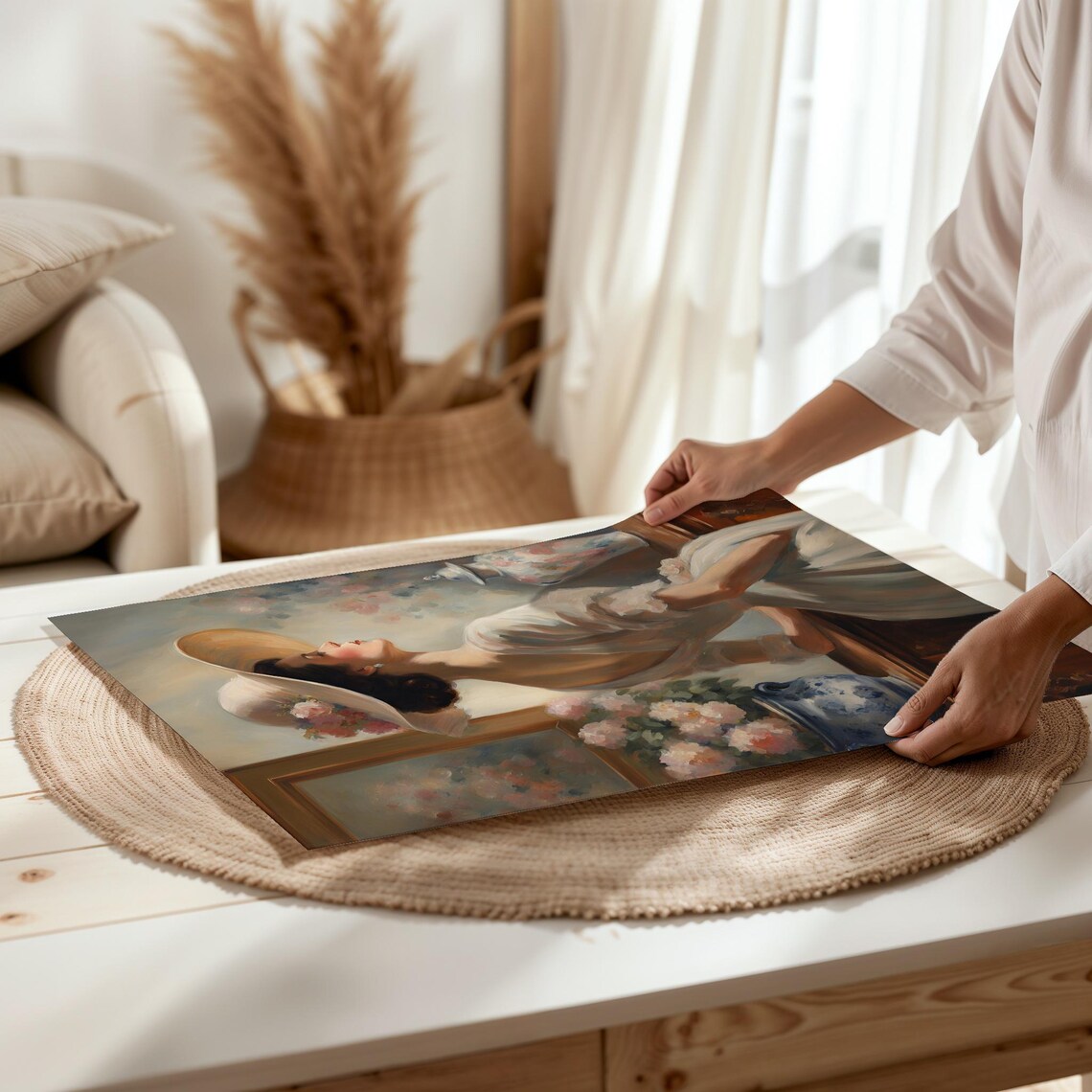 Victorian Lady in Flowered Hat Vintage Portrait Painting Poster - Image 2