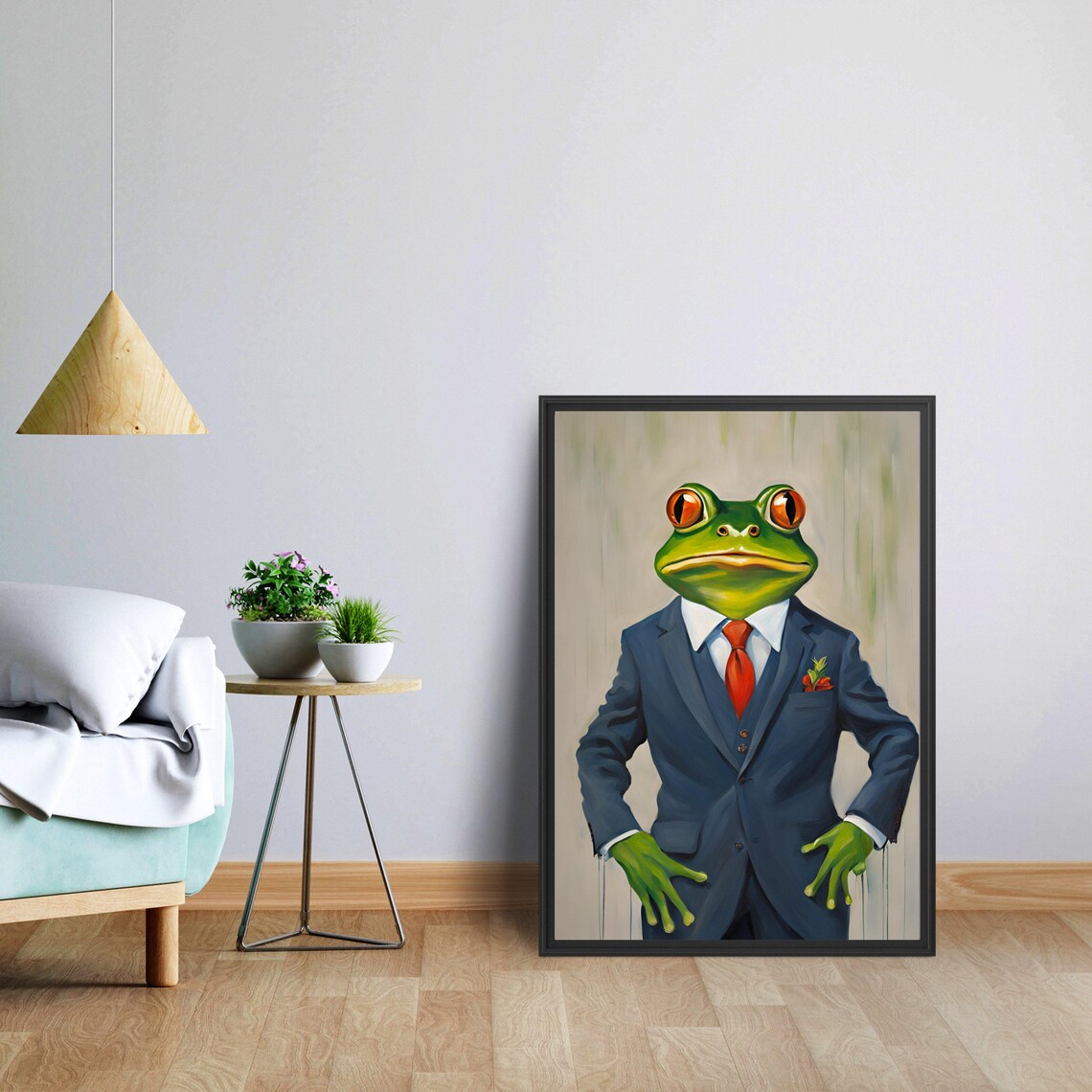 Funny Frog in Navy Suit and Red Tie Animal Portrait Humor Poster - Image 5