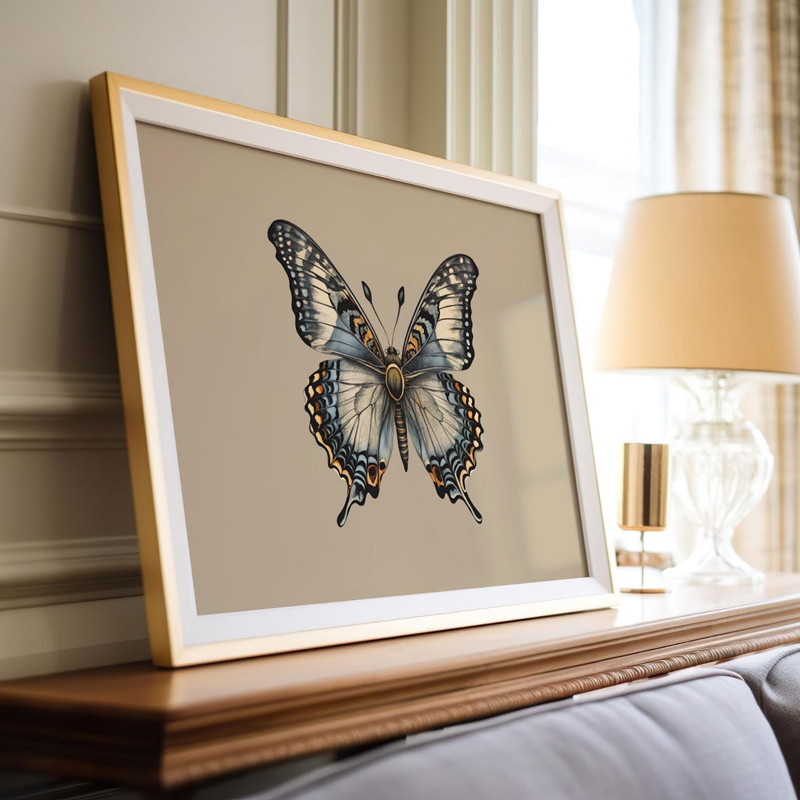 Butterfly Art Antique Inspired Butterfly Illustration Vintage Nature Home Decor Boho Wall Art - Image 5