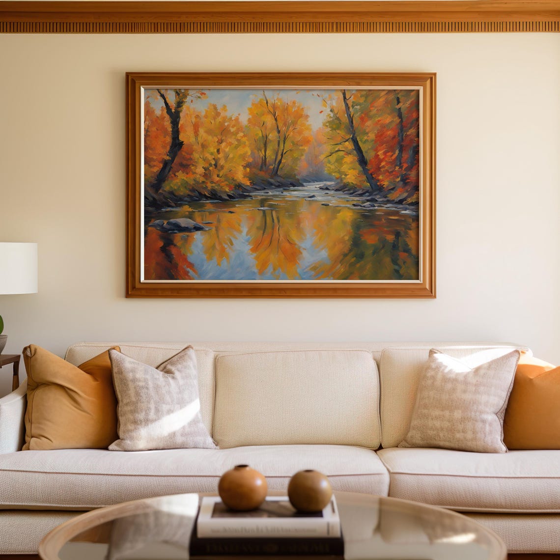 River Painting Vintage Fall Art Nature Print Cottagecore Landscape Farmhouse Decor - Image 4