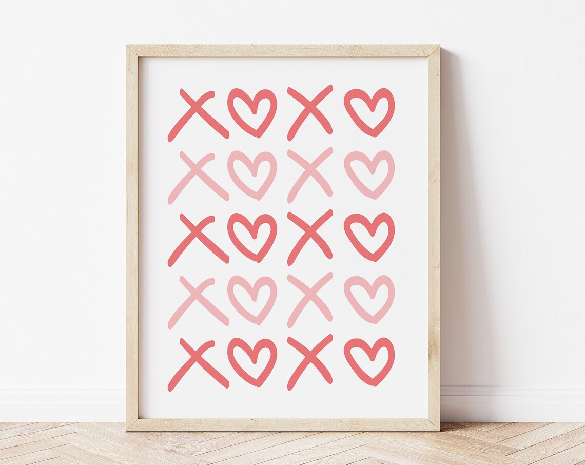 Pink Xoxo Valentines Day Kids Nursery Art Print - Image 4