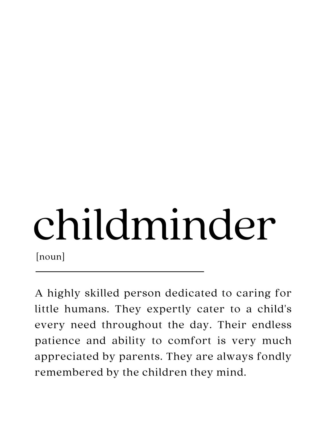Childminder Definition Quote Art Print, Thank You - Image 2