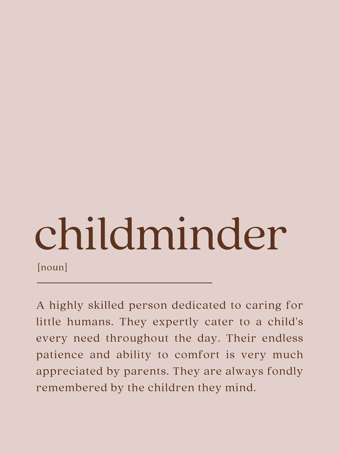 Childminder Dictionary Definition Thank You Gift Poster in Beige - Image 2