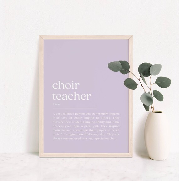 Choir Teacher Dictionary Definition Lavender Minimalist Gift Poster