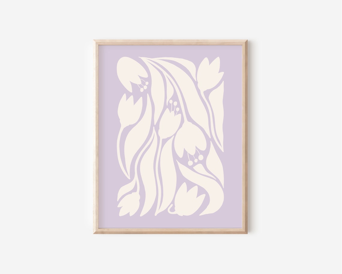 Lilac Pastel Abstract Botanical Flowers Poster - Image 2
