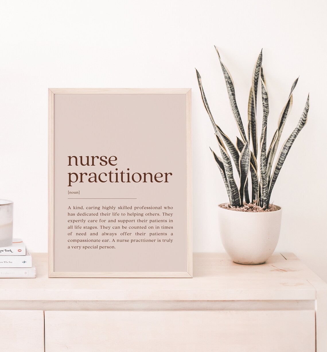 Nurse Practitioner Dictionary Definition Beige Minimalist Quote Poster - Image 2