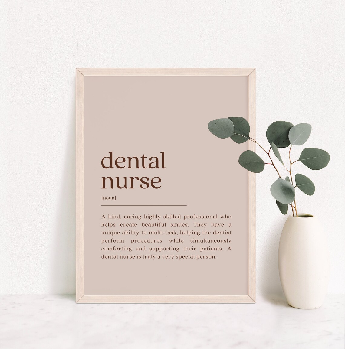 Dental Nurse Dictionary Definition Neutral Beige Typography Poster