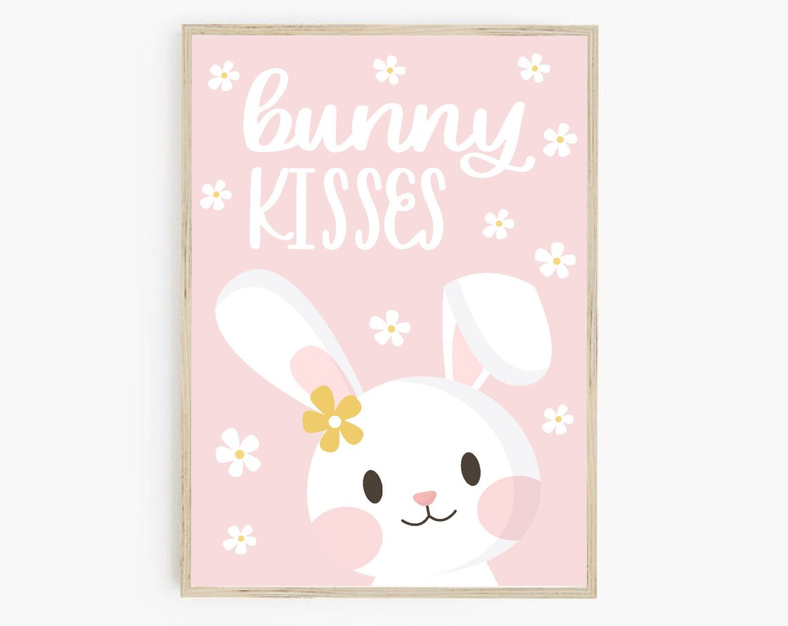Bunny Kisses Easter Decor, Kids Art Print