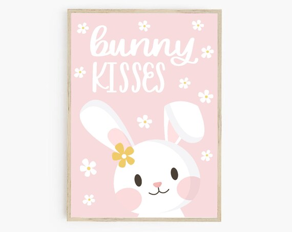 Bunny Kisses Easter Decor, Kids Art Print