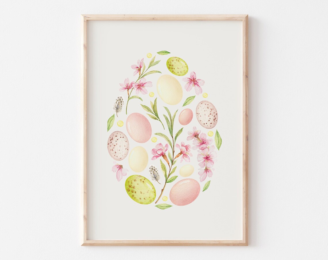 Giant Egg Shaped Arrangement Of Pastel Eggs And Blossoms Poster
